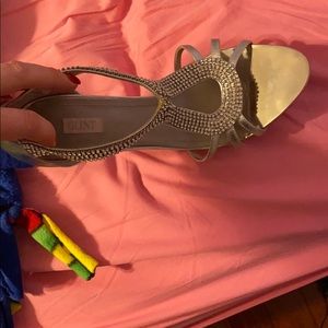 Fancy silver heels with a zipper back!